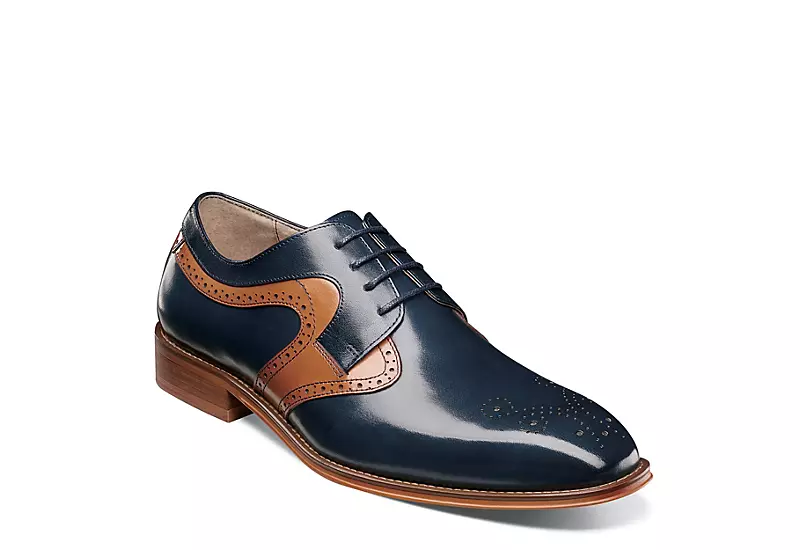 Stacy Adams Mens Palmer Plain Toe Medallion Oxford - Navy 3 Stacy Adams Mens Palmer Plain Toe Medallion Oxford - Navy